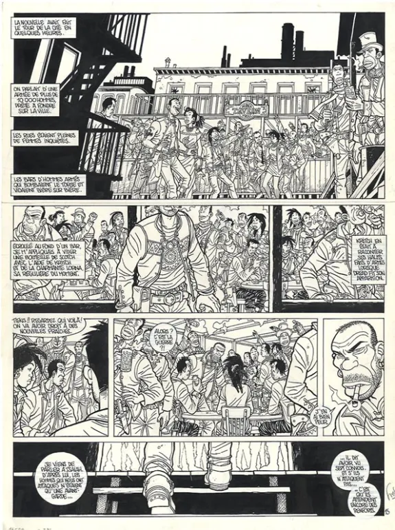 Black and white original page, Rails, La chute du lion (T.3), Fred Simon
