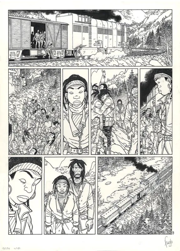 Planche noir et blanc, Rails, Face à face (T.4), Fred Simon