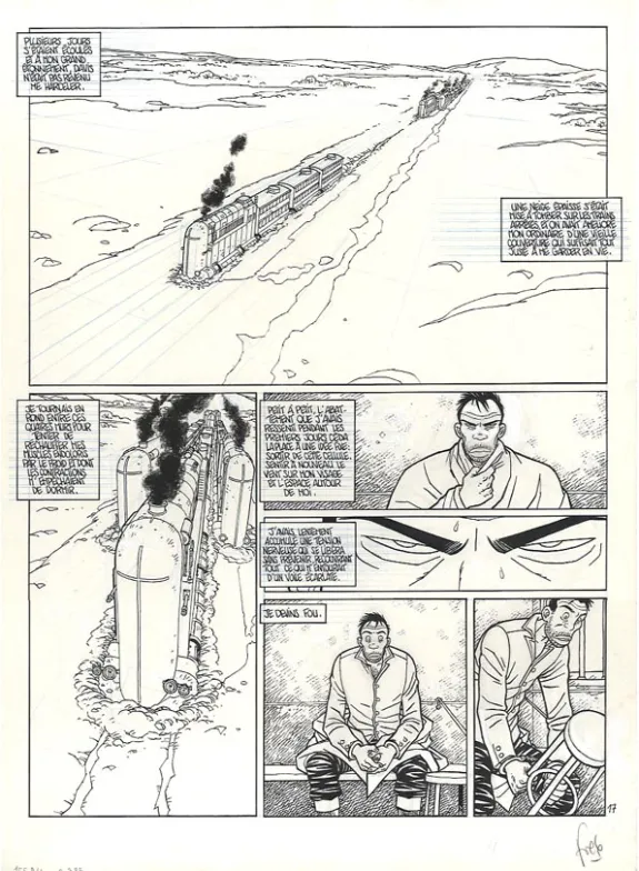 Planche noir et blanc, Rails, Face à face (T.4), Fred Simon