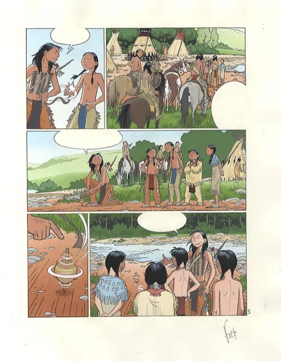 Planche couleur, Popotka le petit sioux, La leçon d'Iktomi (T.1), Fred Simon