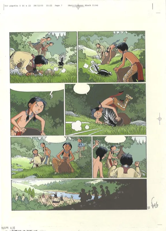 Planche couleur, Popotka le petit sioux, La leçon d'Iktomi (T.1), Fred Simon