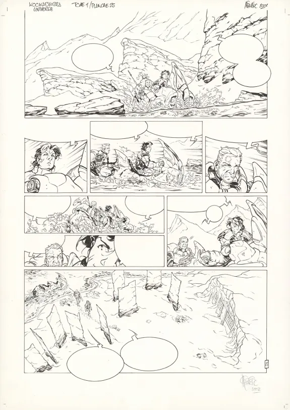 Planche noir et blanc, Kookaburra Universe, Le secret du sniper (T.1), Nicolas Mitric