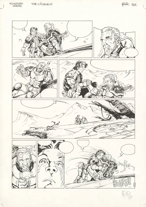 Planche noir et blanc, Kookaburra Universe, Le secret du sniper (T.1), Nicolas Mitric