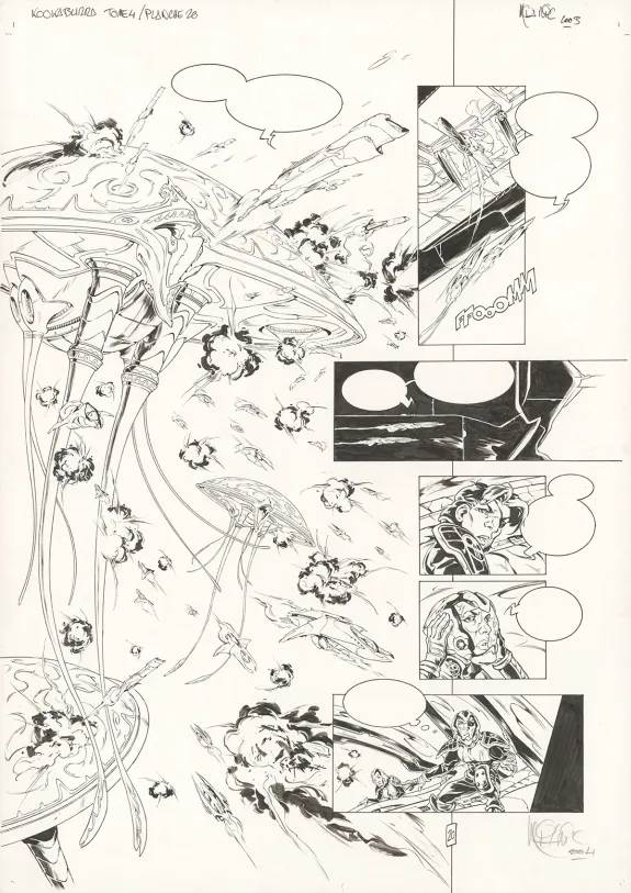 Planche noir et blanc, Kookaburra, Système Ragnarok (T.4), Nicolas Mitric