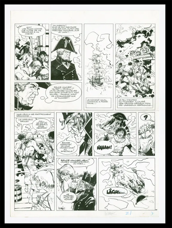 Black and white original page, Bruce J. Hawker, Press gang (T.3), William Vance