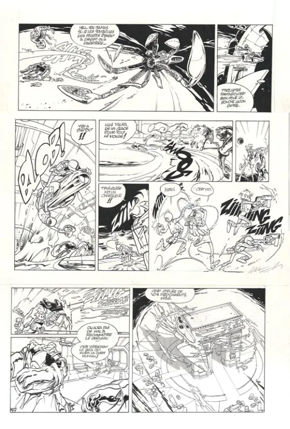 Planche noir et blanc, Spirou et Fantasio, Paris sous Seine (T.47), José Luis Munuera