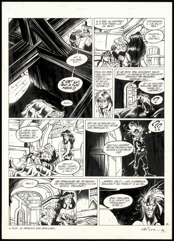 Planche noir et blanc, L'Épée de Cristal, Le Cri du Grouse (T.4),  Crisse