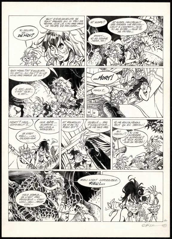 Planche noir et blanc, L'Épée de Cristal, Le Goût de sulfur (T.5),  Crisse
