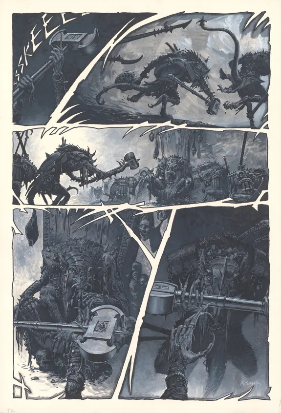 Planche noir et blanc, Warhammer, Tooth and Claim (T.3), Adrian Smith
