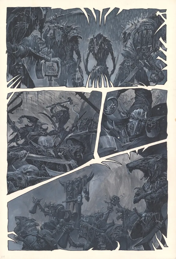 Planche noir et blanc, Warhammer, Tooth and Claim (T.3), Adrian Smith