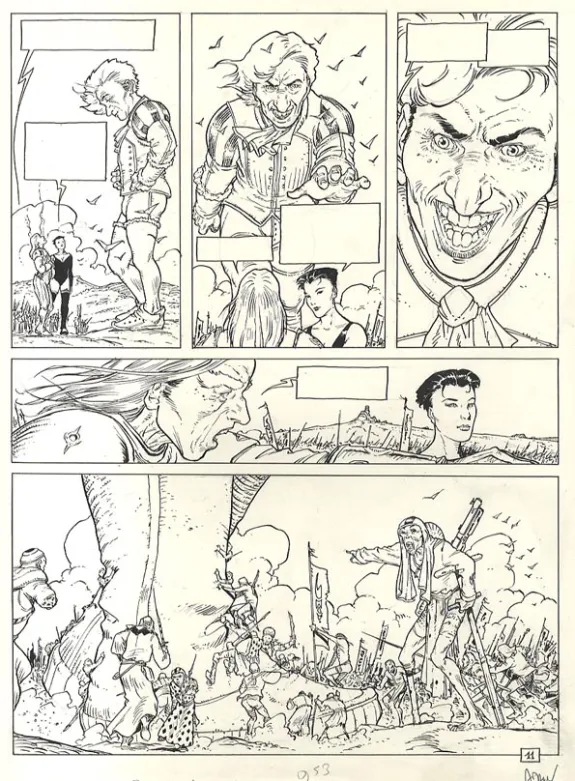 Black and white original page, Les Eaux de Mortelune, La Recherche du temps perdu (T.10), Philippe Adamov