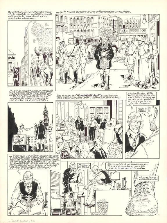 Black and white original page, Louis la Guigne, Le jour des faucons (T.4), Jean-Paul Dethorey
