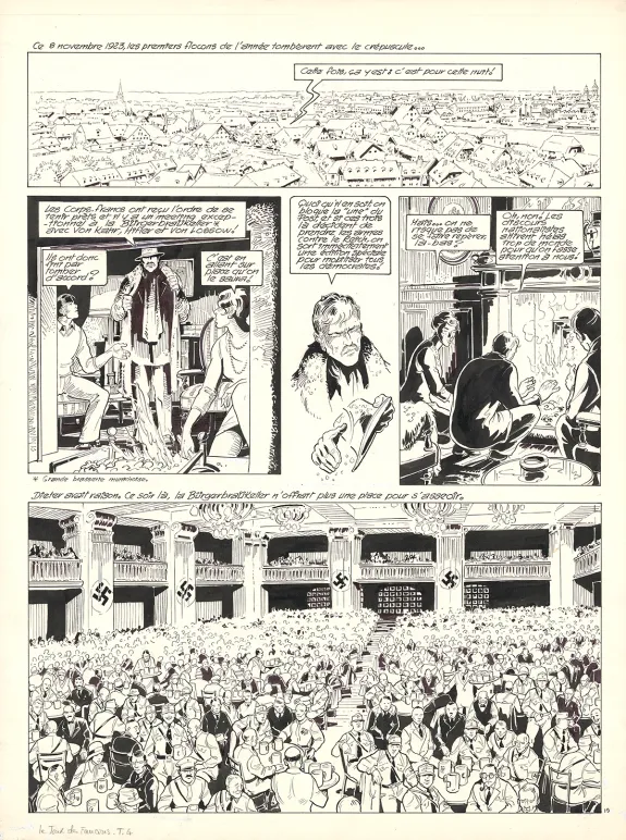 Black and white original page, Louis la Guigne, Le jour des faucons (T.4), Jean-Paul Dethorey
