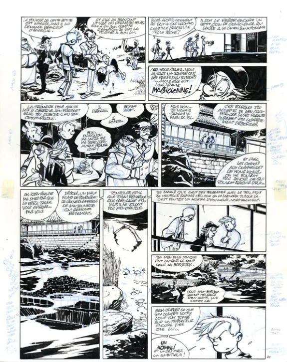 Black and white original page, Spirou et Fantasio, Spirou à Tokyo (T.49), José Luis Munuera