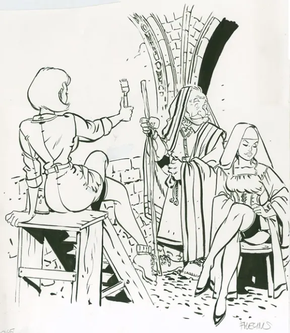 Black and white illustration, Fanfoué des Pnottas, Félix Meynet