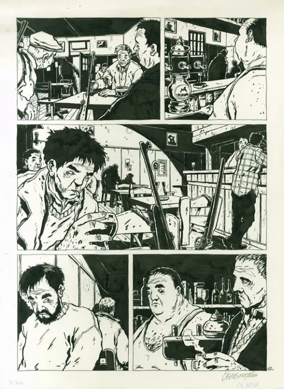 Planche noir et blanc, La Bête, Christophe Chabouté