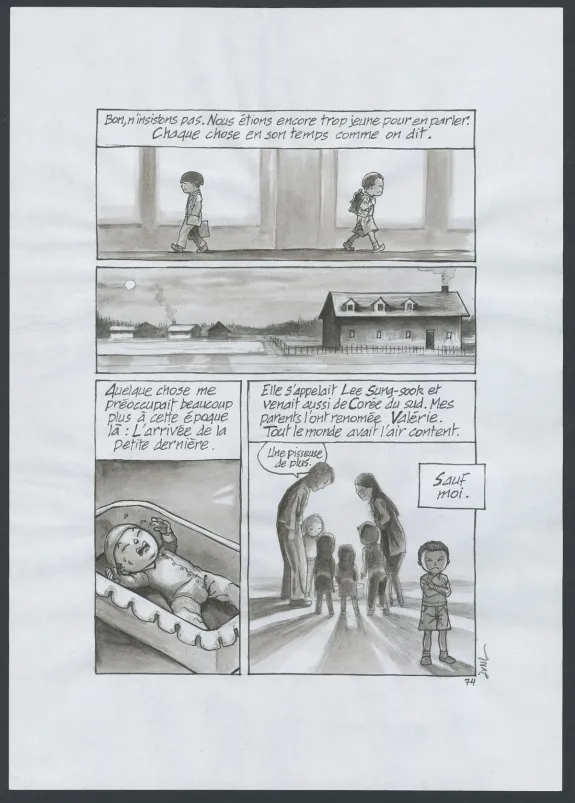 Black and white original page, Couleur de peau : miel, Tome 1 (T.1),  Jung