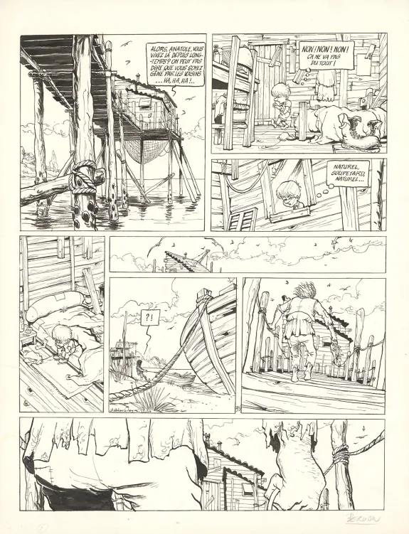 Black and white original page, Le Cadet des Soupetard, La boucholeuse (T.2), Olivier Berlion