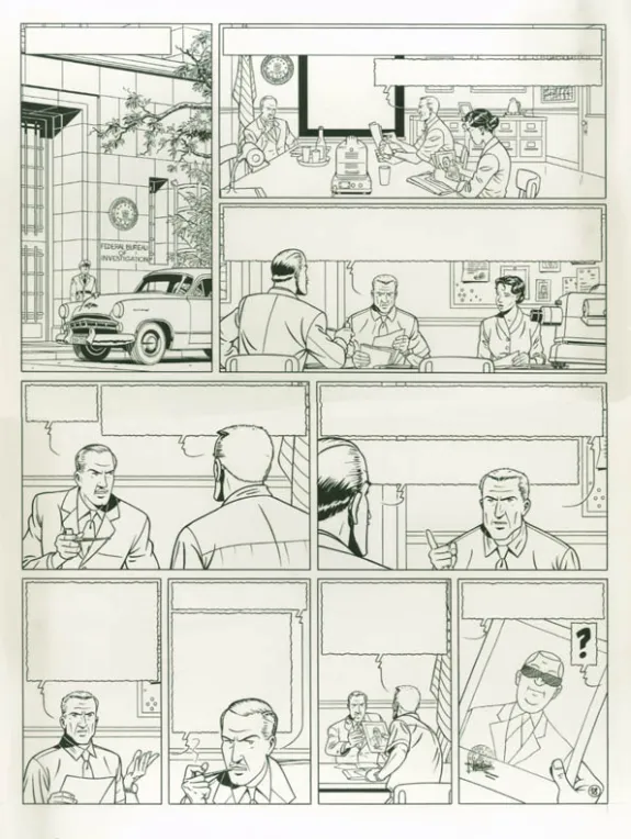 Black and white original page, Blake et Mortimer, La Malédiction des trente deniers - Tome un (T.19), René Sterne