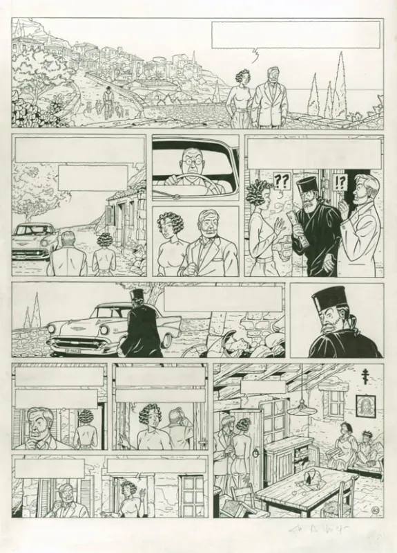 Planche noir et blanc, Blake et Mortimer, La Malédiction des trente deniers - Tome un (T.19), Chantal De Spiegeleer