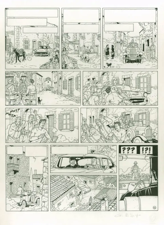 Planche noir et blanc, Blake et Mortimer, La Malédiction des trente deniers - Tome un (T.19), Chantal De Spiegeleer