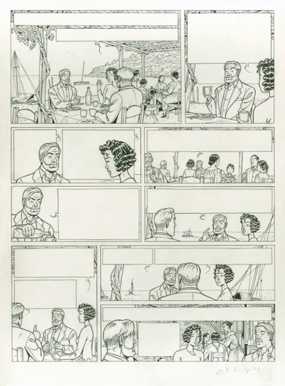 Planche noir et blanc, Blake et Mortimer, La Malédiction des trente deniers - Tome un (T.19), Chantal De Spiegeleer