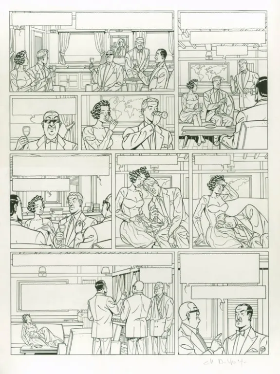 Planche noir et blanc, Blake et Mortimer, La Malédiction des trente deniers - Tome un (T.19), Chantal De Spiegeleer