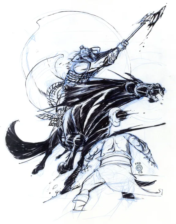 Black and white illustration, Eric Canete