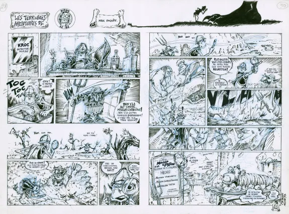 Planche noir et blanc, Kroc le bô, Thierry Ségur
