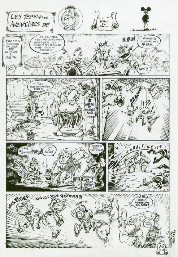 Planche noir et blanc, Kroc le bô, Thierry Ségur