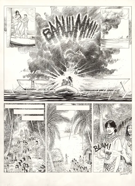 Black and white original page, El Nino, Le Paria de Célèbes (T.5), Boro Pavlovic