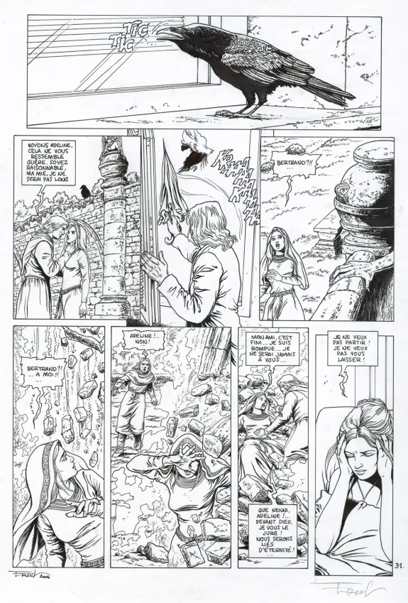 Black and white original page, Les Pionniers du nouveau monde,  Ersel