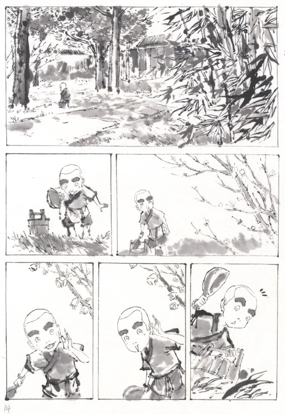 Planche noir et blanc, La Voie de la sagesse, Le printemps de poussière (T.1), An Ji