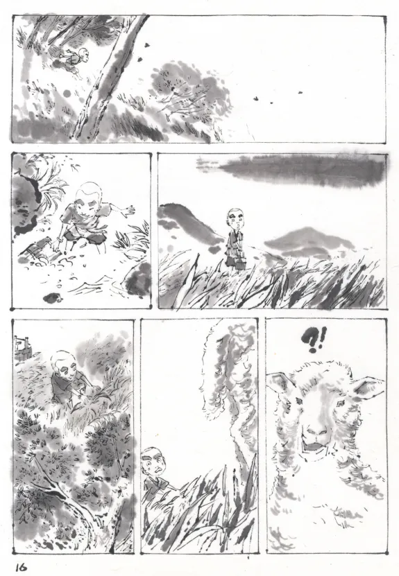 Planche noir et blanc, La Voie de la sagesse, Le printemps de poussière (T.1), An Ji