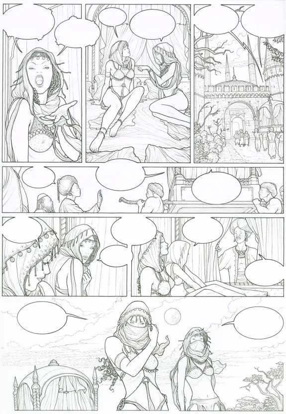 Planche noir et blanc, Succubes, Roxelane (T.2), Adriano De Vincentiis