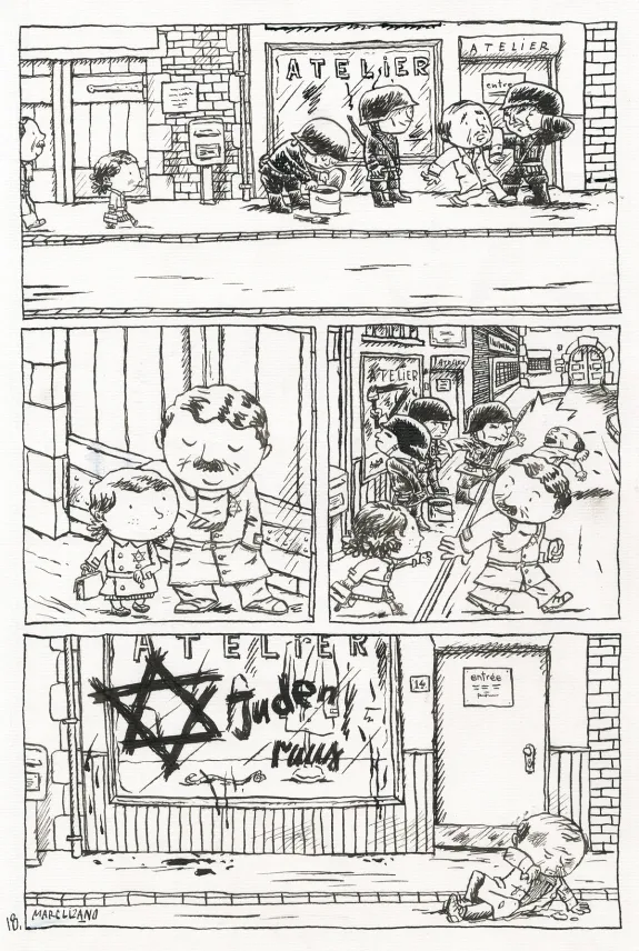 Planche noir et blanc, L'enfant caché, Marc Lizano