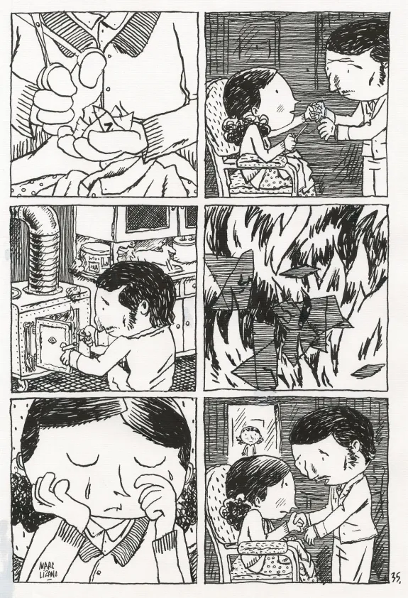 Planche noir et blanc, L'enfant caché, Marc Lizano