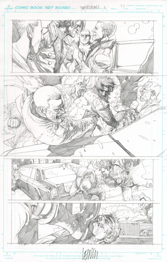 Planche noir et blanc, Super Croocks, Issue 02 (T.2), Leinil Yu