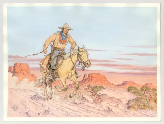 Colored illustration, La Jeunesse de Blueberry, Michel Blanc-Dumont