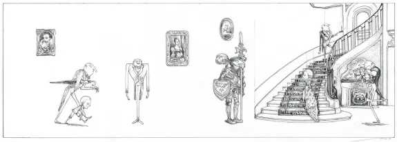 Illustration noir et blanc, L'Étrange Réveillon, Lionel Richerand