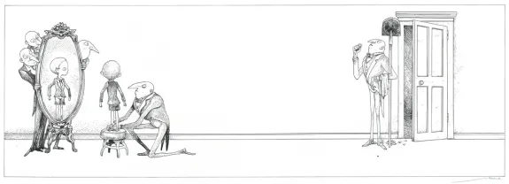 Illustration noir et blanc, L'Étrange Réveillon, Lionel Richerand