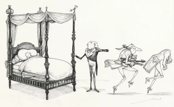 Black and white illustration, L'Étrange Réveillon, Lionel Richerand