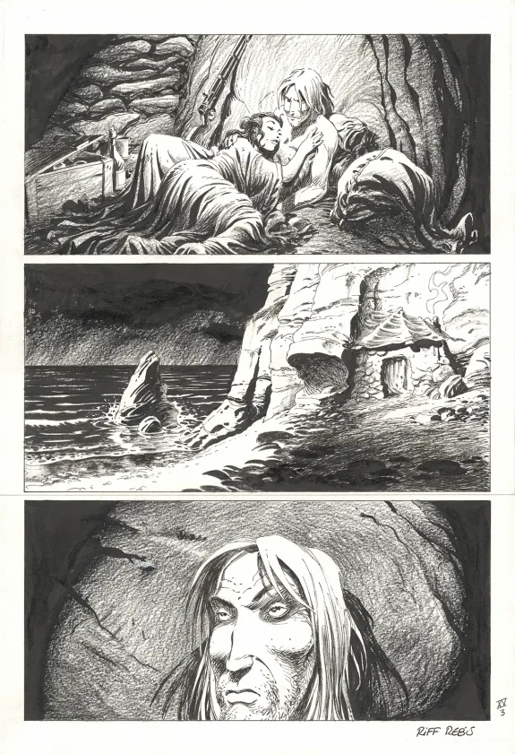 Black and white original page, Le Loup des mers,  Riff Reb's