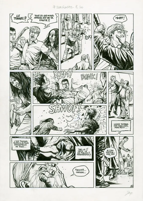 Planche noir et blanc, Sept, Sept Survivants (T.8),  Denys