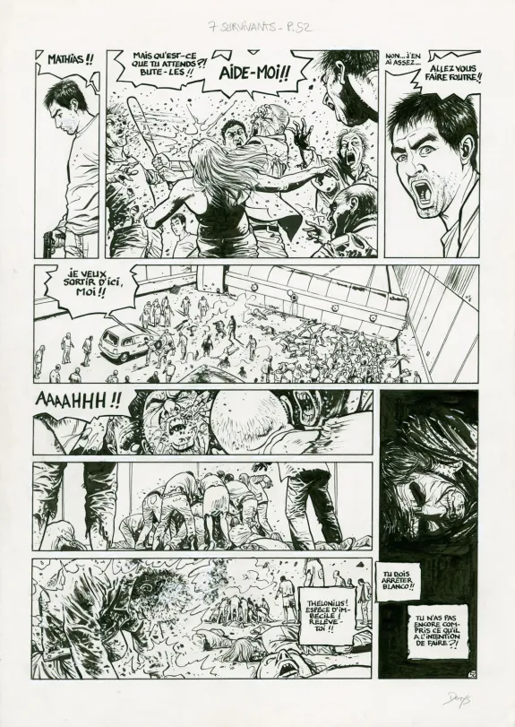 Planche noir et blanc, Sept, Sept Survivants (T.8),  Denys