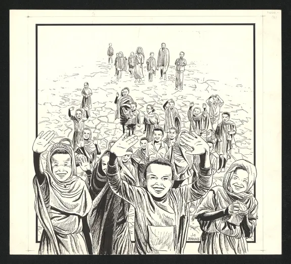 Black and white illustration, Jean-Claude Servais