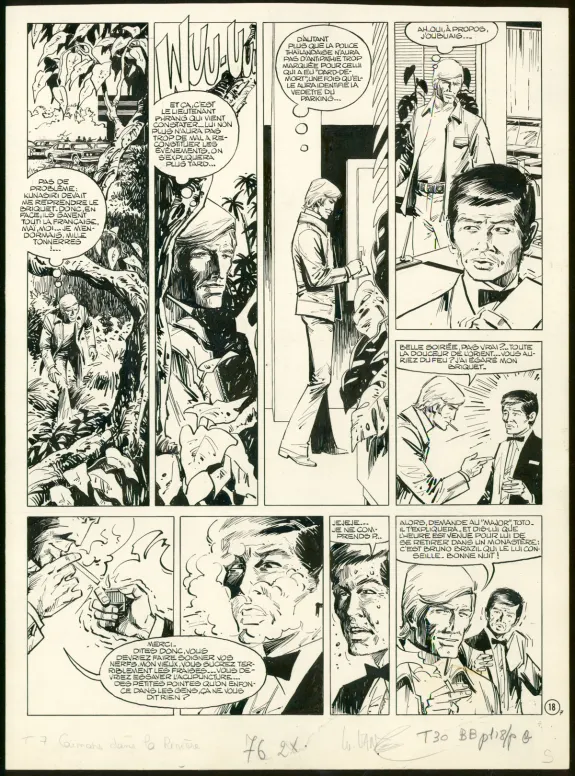 Planche noir et blanc, Bruno Brazil, Des Caïmans dans la rizière (T.7), William Vance