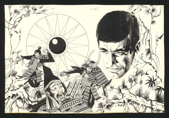 Illustration noir et blanc, Bob Morane, William Vance