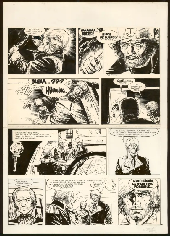 Black and white original page, Bruce J. Hawker, Cap sur Gibraltar (T.1), William Vance