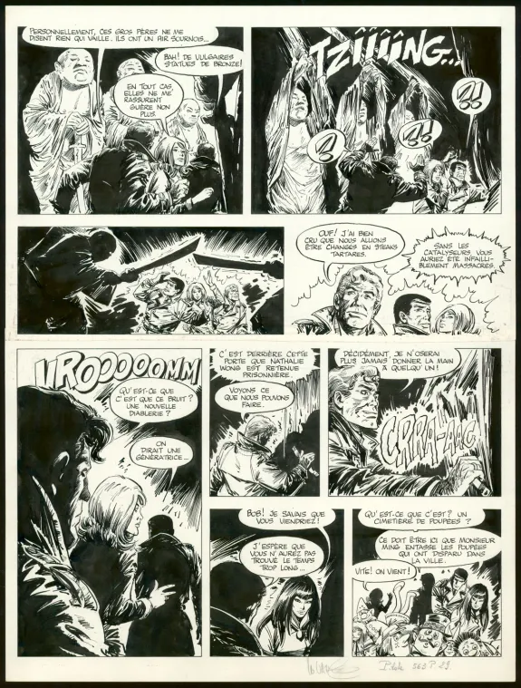 Planche noir et blanc, Bob Morane, Les Poupées de l'Ombre Jaune (T.11), William Vance